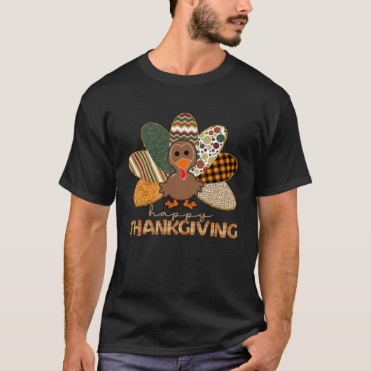 Happy Thanksgiving Leopard Print Fall Flannels Cos Tシャツ (正面)