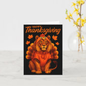Happy Thanksgiving Lion Women Boys Girls Kids Outf カード (黄色い花)