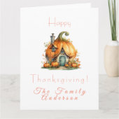 Happy thanksgiving lpumpkin house white カード (正面)
