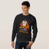 Happy Thanksgiving Maltese Dog Turkey Pet スウェットシャツ (正面フル)