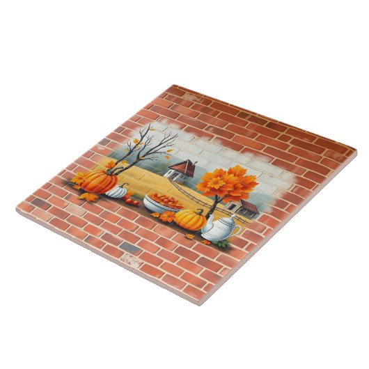 Happy Thanksgiving Modern Beautiful Fall タイル (側面)