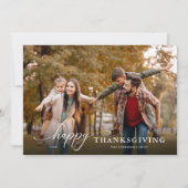 Happy Thanksgiving Modern Script Full Photo シーズンカード (正面)