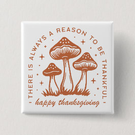 Happy thanksgiving mushroom whimsical terracotta 缶バッジ
