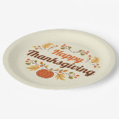 Happy Thanksgiving Paper Plate ペーパープレート (アングル)