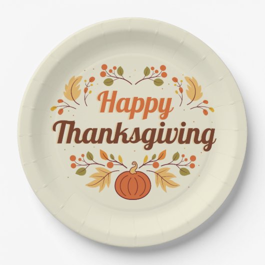 Happy Thanksgiving Paper Plate ペーパープレート (正面)