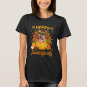 Happy Thanksgiving Pitbull Dog Turkey Pumpkin Tシャツ (正面)
