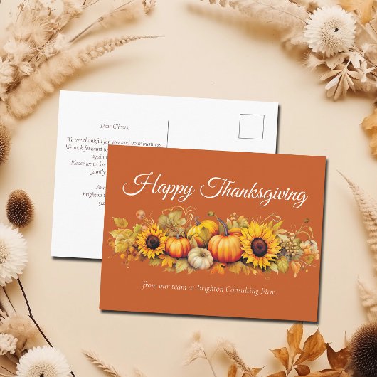 Happy Thanksgiving Pumpkin Patch Custom Orange シーズンポストカード