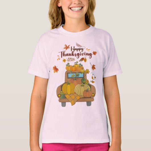 Happy Thanksgiving Pumpkin Truck | Cozy Autumn Tシャツ (正面)
