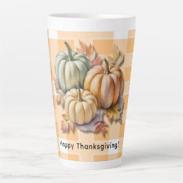 Happy Thanksgiving Pumpkins & Autumn Leaves カフェラテマグ