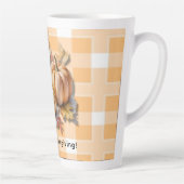 Happy Thanksgiving Pumpkins & Autumn Leaves カフェラテマグ (右)