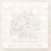 Happy Thanksgiving Pumpkins & Autumn Leaves ガラスコースター (裏面)