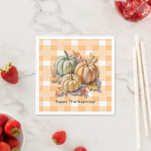 Happy Thanksgiving Pumpkins & Autumn Leaves スタンダードカクテルナプキン (インサイチュ)