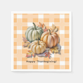 Happy Thanksgiving Pumpkins & Autumn Leaves スタンダードカクテルナプキン