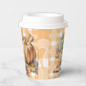 Happy Thanksgiving Pumpkins & Autumn Leaves 紙コップ (右)