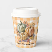 Happy Thanksgiving Pumpkins & Autumn Leaves 紙コップ (正面)
