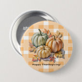 Happy Thanksgiving Pumpkins & Autumn Leaves 缶バッジ (正面&裏面)