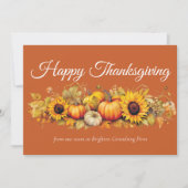 Happy Thanksgiving Pumpkins Custom Orange Business シーズンカード (正面)