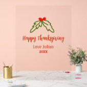 Happy Thanksgiving red green leaves cherry name ye アクリルサイン (ウェディング)