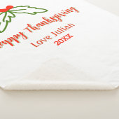 Happy Thanksgiving red green leaves cherry name ye シェルパブランケット (3/4)