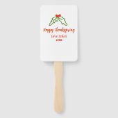 Happy Thanksgiving red green leaves cherry name ye ハンドファン (裏面)