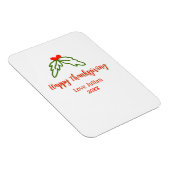 Happy Thanksgiving red green leaves cherry name ye マグネット (右側)