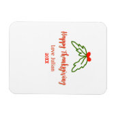 Happy Thanksgiving red green leaves cherry name ye マグネット (横)