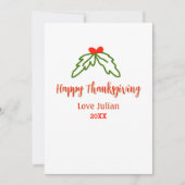 Happy Thanksgiving red green leaves cherry name ye 招待状 (正面)