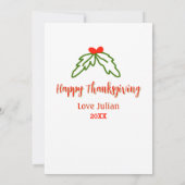 Happy Thanksgiving red green leaves cherry name ye 招待状 (裏面)