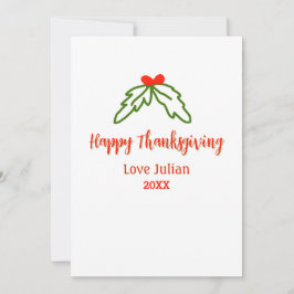 Happy Thanksgiving red green leaves cherry name ye 招待状