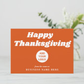 Happy Thanksgiving Retro Groovy Orange Business シーズンカード (スタンド正面)
