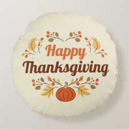 Happy Thanksgiving Round Pillow ラウンドクッション