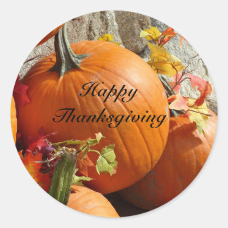 Happy Thanksgiving Round Pumpkinスタンプ ラウンドシール