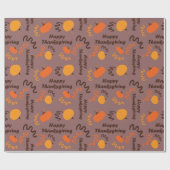 Happy Thanksgiving Rustic Autumn Pumpkins Seamless ラッピングペーパー (フラット)