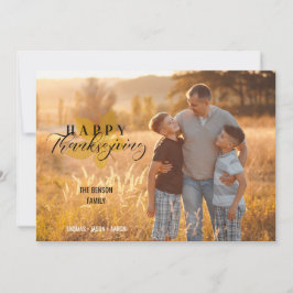 Happy Thanksgiving Script Leaves Family Photo