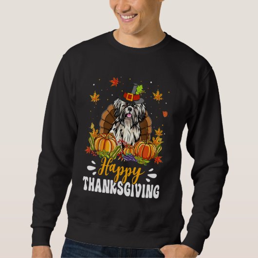 Happy Thanksgiving Shih Tzu Dog Turkey Pumpkin スウェットシャツ (正面)