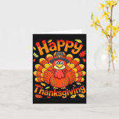 Happy Thanksgiving Shirt Men Women Kids Family Tur カード (黄色い花)