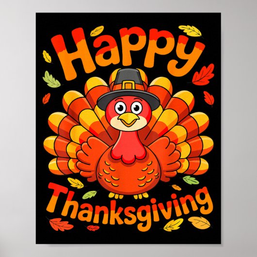 Happy Thanksgiving Shirt Men Women Kids Family Tur ポスター (正面)