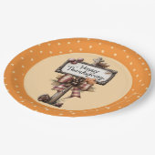 Happy Thanksgiving Sign  ペーパープレート (アングル)