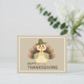 Happy Thanksgiving Simple Cute Funny Turkey ポストカード (スタンド正面)