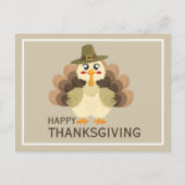 Happy Thanksgiving Simple Cute Funny Turkey ポストカード (正面)