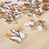 “Happy Thanksgiving” Taupe Leaves Fall Puzzle ジグソーパズル (側面)