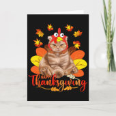 Happy Thanksgiving Tee Cat Turkey Christmas Day Te カード (正面)