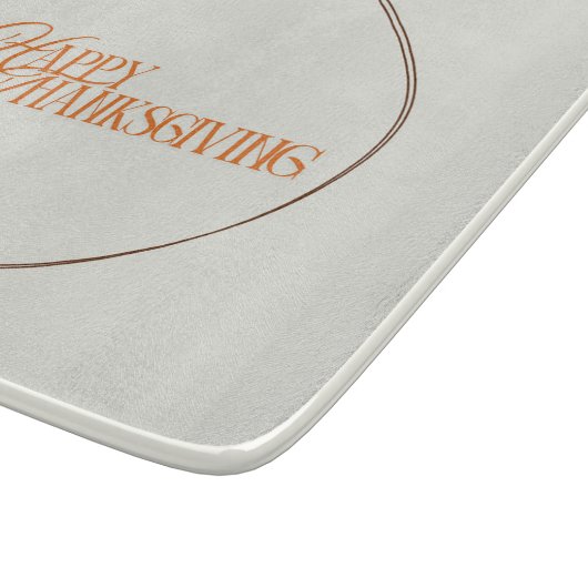 Happy Thanksgiving text leaf circle カッティングボード (角)