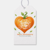 Happy Thanksgiving Thankful Heart Pumpkin ギフトタグ (正面)