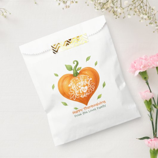 Happy Thanksgiving Thankful Heart Pumpkin  フェイバーバッグ (封をした状態)