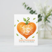 Happy Thanksgiving Thankful Heart Pumpkin ポストカード (スタンド正面)
