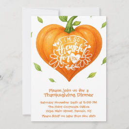 Happy Thanksgiving Thankful Heart Pumpkin  招待状