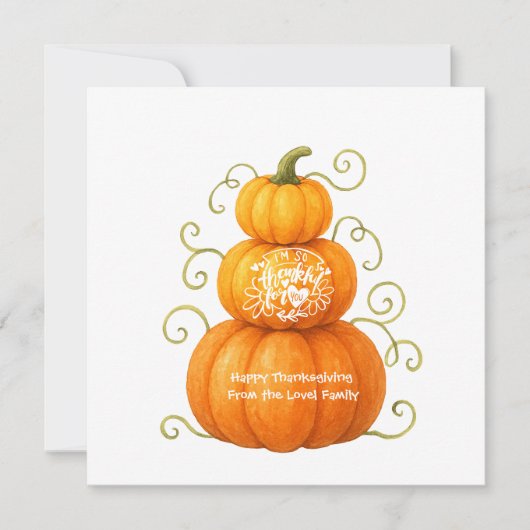 Happy Thanksgiving Thankful Pumpkins シーズンカード (正面)