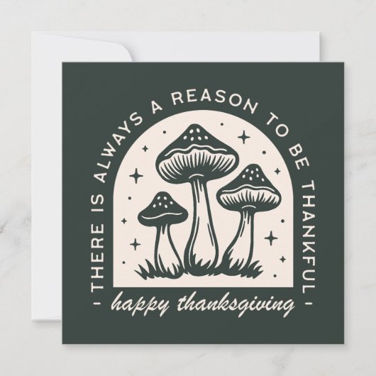 Happy Thanksgiving thankful quotes green mushroom シーズンカード (正面)