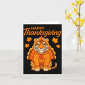 Happy Thanksgiving Tiger Women Boys Girls Kids Out カード (黄色い花)